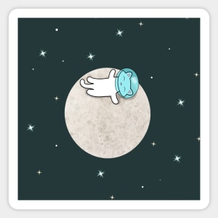 Cute cat sleeping on a moon Sticker